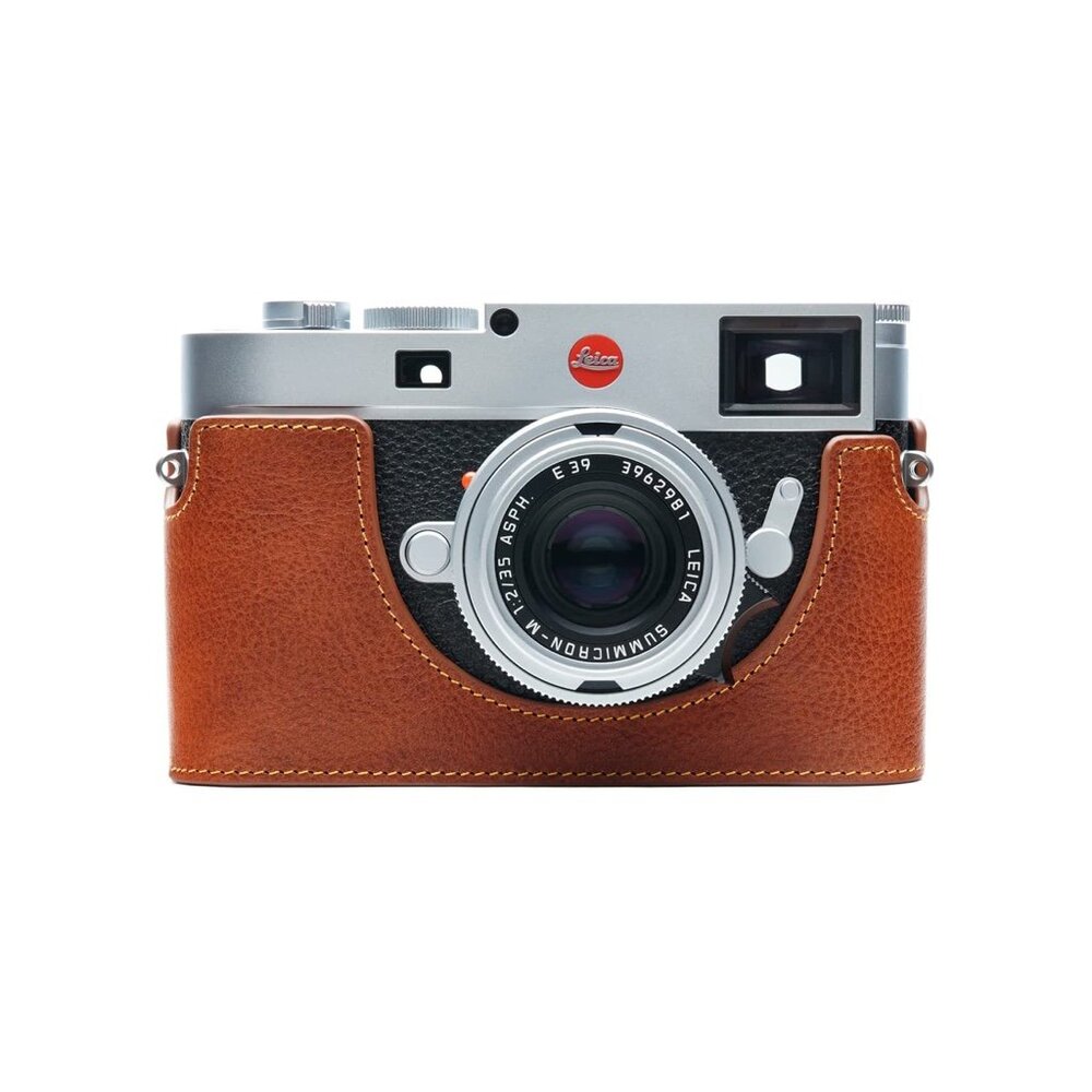 BolinUS Genuine Leather Half Case for Leica M11 Brown + Strap